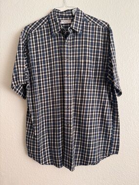 Covington Navy & White Plaid Short-Sleeve Button-Down Shirt